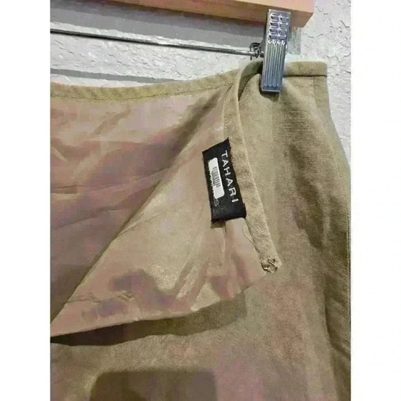 Tahari ASL Classics Beige Rayon Linen Blend Career Pencil Skirt Size 10 - Picture 2 of 5
